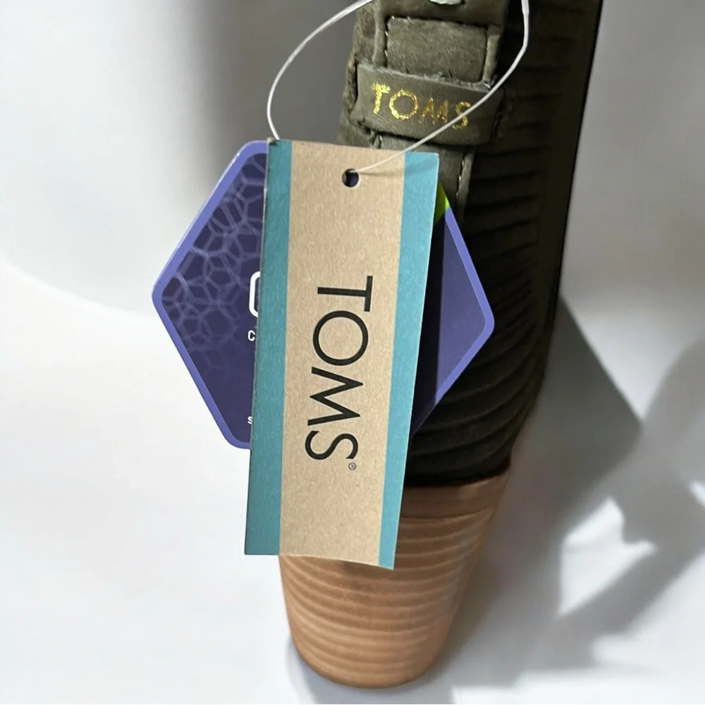 🌻NEW w/tag Toms Everly Green Pull On Ankle Boots Shoes Women's Size 8_4